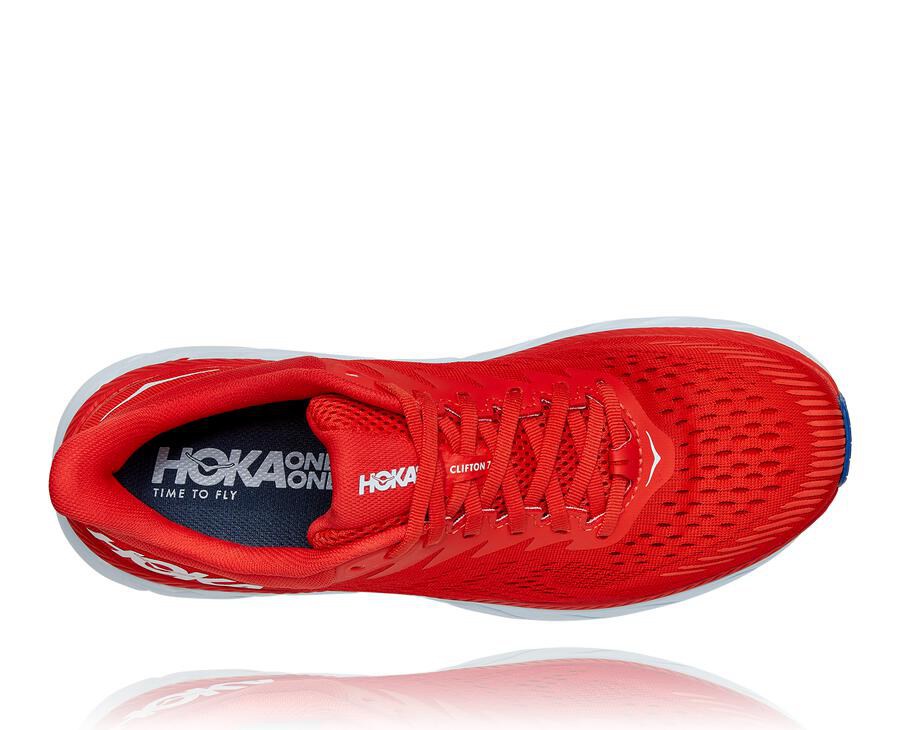 Hoka One One Tenisky Panske Červené/Biele - Clifton 7 - 13547-XJUV